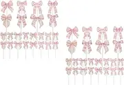 LUOZZY 80 pcs Bow Cupcake Toppers Bowknot Cake Topper Elegant Dessert Cupcake Pick for Bridal Baby Shower Birthday Wedding Party Favors
