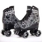 Skate Gear Cute Graphic Quad Roller Skates for Kids and Adults (Graphic Black...