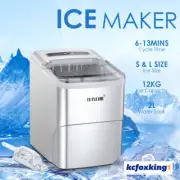 MAXKON 12KG Ice Maker Machine Portable Ice Cube Commercial Ice Cube Tary Silver