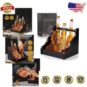 Unique 3 Decanter Whiskey Gift Set with Display Rack - Perfect for Any Spirit