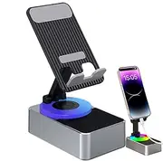 Wireless Speakers Phone Holder | Induction Rechargeable Speakers,360 Degree Rotating Entertainment Tool for Business Trip, Home, Traveling, Camping, Outing