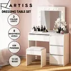 Artiss Dressing Table LED Makeup Mirror 12 Bulbs Vanity Set Stool White USB