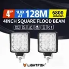 Lightfox 2x 4inch Osram Square LED Work Lights Flood Reverse Ute Truck 12V 24V