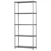 Design Ideas MeshWorks 5 Tier Metal Storage Shelving Unit Rack Bookshelf, Silver