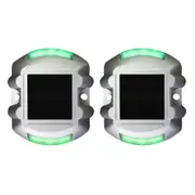 2Pcs Solar LED Pathway Driveway Light Lamp Dock Step Road Safety Marker Light-Green