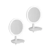 2X Round White Rechargeable LED Light Makeup Mirror Tabletop Vanity Home Decor