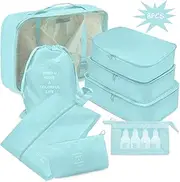 [TGAHTMI] Packing Cubes, Travel Storage Bags Set of 8, Luggage Packing Organizers Toiletries Storage Bags Multifunctional Clothing Sorting Packages Waterproof Travel Bag Luggage Organizer Pouch Shoe Bags (Blue)