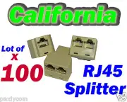 Lot 100 RJ45 Network Splitter Cable Extender Cat5 Plug Coupler Adapter Y 3-Way