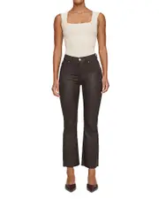 DL1961 Bridget Boot High Rise Instasculpt Coated Jeans in Chocolate