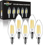 BRIMAX E14 LED Candle Bulbs Dimmable 4W, 40W Equivalent, Soft Warm White 2700K, 400lm, Small Edison Screw SES Chandelier Bulbs, C35 Vintage Filament Energy Saving Candelabra Bulb, 5Pack