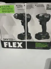 FLEX 24V Brushless Cordless Compact Kit 1/2" Drill Driver 1/4" Hex Impact 2 Batt