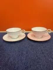 Noritake Cup Saucer 2 Guests Gold Color