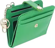 [Qianyu] Small Wallets Woman Slim Minimalist Leather Pocket Bifold Ladies Travel Wallets Compact Luxury Mini Purse Men Women Keychain ID Window Purse Credit Card Holder Zipper Coin, Green, 11.5× 9.5 cm,