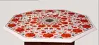 30" Octagon Marble Coffee Table Top Flower Design Inlay Work side Table for Home