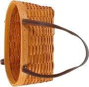 Garneck Portable Woven Basket Rustic Storage for Fruits Vegetables and Snacks Wear Resistant Picnic and Camping Basket with Sturdy Handle for Home Organization
