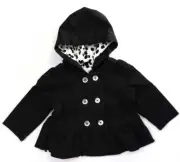Gymboree Double Button Hooded Ponte Jacket Black Animal Print Lined Size 12-24M