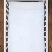 4 Piece 135x100 cm Duvet & Cover with Pillow & Pillowcase Bedding Set for Baby Cot Bed (Moon White)