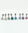 16g Cubic Glass Ball Ferido cartilage earring labret studs, conch earring 1pc