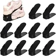 Black Shoe - 10 Adjustable Shoe Stacker,Double Deck Shoe Rack Holder For Closet Organization, Black Shoe Slots Space Saver Shoe Rack Space Saving Adjustable Shoe Rack Shoe Rack Shoe Rack