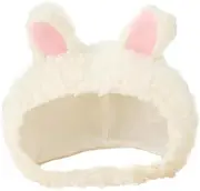 [BESTYASH] Bunny Ears Hat Plush Rabbit Ear Hat Easter Bunny Ears Headband Bunny Beanie Hat Stuffed Animal Hat Furry Hat with Ears Plush Bunnies Hats Warm Hat Plush and Pp Cotton White