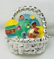 Enamel Crystal Easter Basket Egg Pin/Brooch