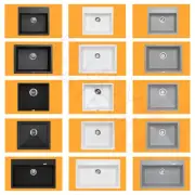 Granite Stone Single Bowl Laundry Kitchen Sink Top/Undermount Black Grey White