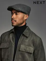 Green Check Wool Blend Flat Cap (946038) | $18