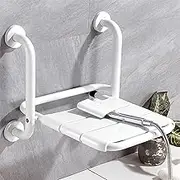 FFSPIIO Foldable Wall Shower Stools, for Elderly Disabled Aid Bathing Bath Bench Portable Plastic Wall Mounted Shower Seat Shower Chair