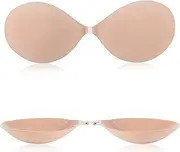 [JOMICCO] JOMICO Nude Strapless Stick-On Bra - Premium Sticky Bra for Women - Safe Silicone Adhesive Ideal for Sensitive Skin - Invisible for Backless Dresses and Strapless Tops - Waterproof, Washable, ReusableÉ
