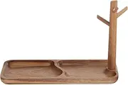 [TOMVAES] Key Bowl, Wood Key Tray for Entryway Table, Wooden Valet Tray Organizer with 3 Tiers Hanging Organizer, Key Holder Stand Rack for Keys, Rings, Wallet, Jewelry, Phone and More