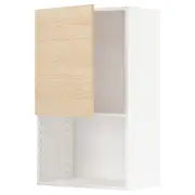 METOD wall cabinet for microwave oven, white/Askersund light ash effect, 60x37x100 cm