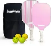 INANIWONI Pickleball Paddles Set of 2 - Fiberglass Surface & Polypropylene Honeycomb Core | Lightweight Pickball Paddles | 4 Pickball Balls and 1 Bag