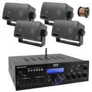 Pyle PDA8BUWM 2-Channel Home Audio Bluetooth Receiver, 4x 3.5" 200W Speaker,Wire