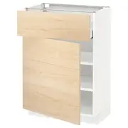 METOD / MAXIMERA base cabinet with drawer/door, white/Askersund light ash effect, 60x37x80 cm