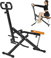 NAYSAYE Squat Assist Trainer, Squat Machines Rowing Machine with Adjustable Resistance Bands LCD Display, Foldable Exercise Trainer with 265LBS Loading Capacity for Home Office