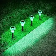 Solar Lights Outdoor Pathway Lights 4 Pack LED Waterproof Green Mushroom Shape for Garden Driveway Walkway Landscape Path Lawn Yard Decor