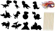 1 Set Dinosaur Scratch Painting Aprons Dinosaurs Dinosaur Stickers Scratch Craft Art Paper Scratch Paper Scratch Off Paper Party Supply DIY Supplies Black Cloth