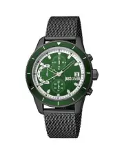 Just Cavalli Green Dial Chronograph Watch JU1042331 Men Black Watches