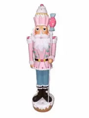 Christmas Pastel Pink Colonel Cupcake 16" NUTCRACKER Candy Icing Resin Decor NEW