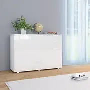 Sideboard High Gloss White, Storage Cabinet for Living Room, Kitchen Buffet, Dining Room Furniture w/Drawers, Shelves, Modern Side Cabinets, 107x35x80.5cm