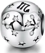 [DUUDAH] Women's Jewellery 925 Sterling Silver Pendant Beads,Taurus S925 Sterling Silver Pendant Twelve Constellation Round Beaded DIY Bracelets/Necklaces Accessories for Women Girls Wife Mom (Color : Scorpio
