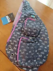 MERU Sling Crossbody Backpack Bag Single Strap Daypack Blue Canvas Bicycle