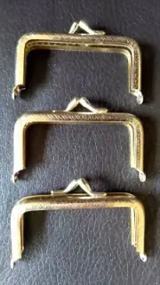 Three vintage metal elegant gold purse frame rectangular shape 7.5 cm clasp