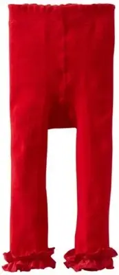 Jefferies Socks Baby Girls' Pima Ruffle Footless Tight, Red, 6 18 Months