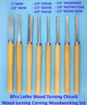 8Pcs Wood Turning Chisels Lathe Woodturning Carving Woodworking Hand Tool Set