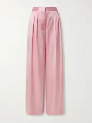 [Adam Lippes] Adam Lippes - Pleated Silk-charmeuse Wide-leg Pants - Pink - US6 US 6 Pink