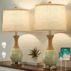 Bedside Table Lamp Set of 2 - Bedroom Table Lamps with 3 Way Dimmable - Retro