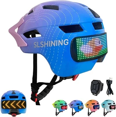 Kids Bike Helmet for Boys Girls Helmet for Kids 5-14 w 64-Pattern LED Light Spor