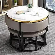 Exquisite Modern Dining Table and Chair Set for Office Reception Room Club and Home Living Room Kitchen Leisure Table and Chair Combination for Bar Balcony Bedroom Library and Billiard Hall Gray Color