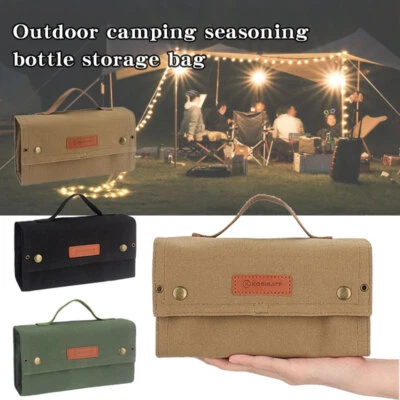 Portable Spice Jars Seasoning Bottle Canvas Storage Bag Outdoor Camping Picnic